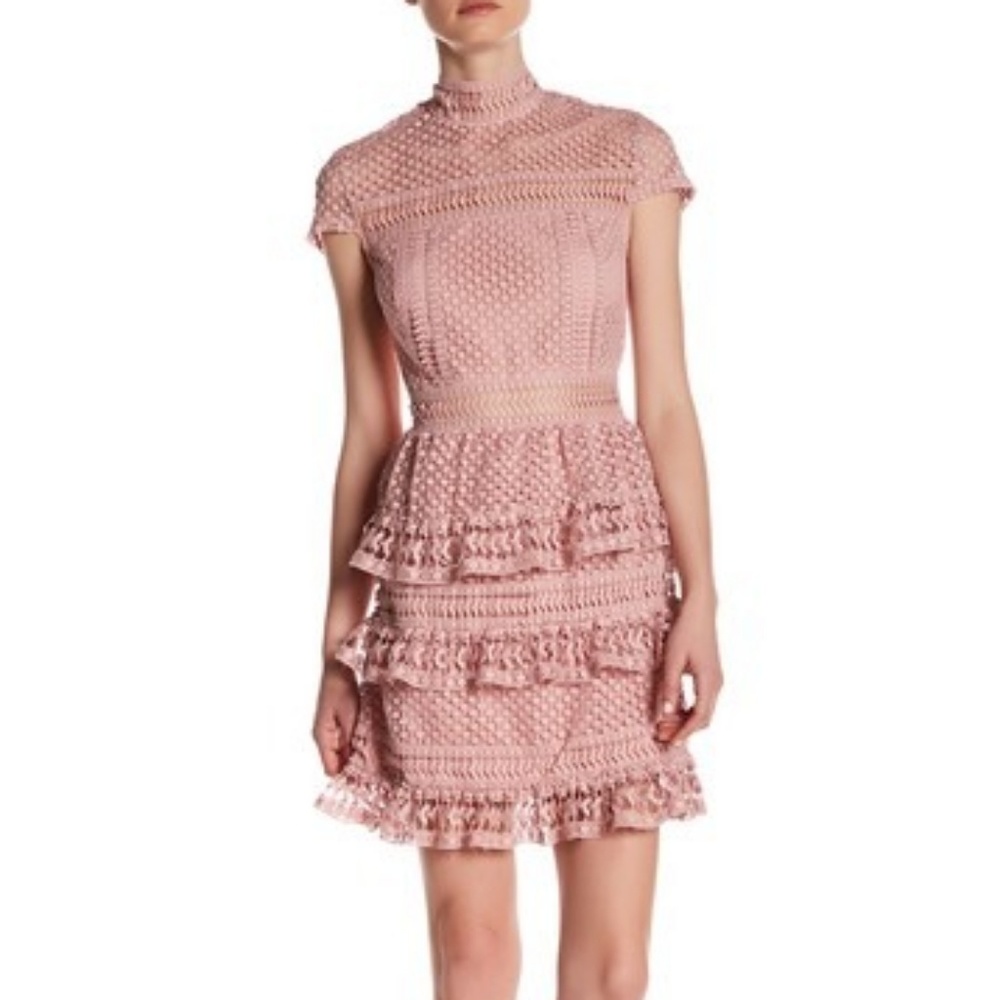 Romeo & Juliet Couture Mock Neck Lace Dress